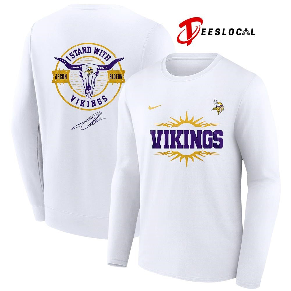 Minnesota Vikings x Jason Aldean I stand signature logo shirt