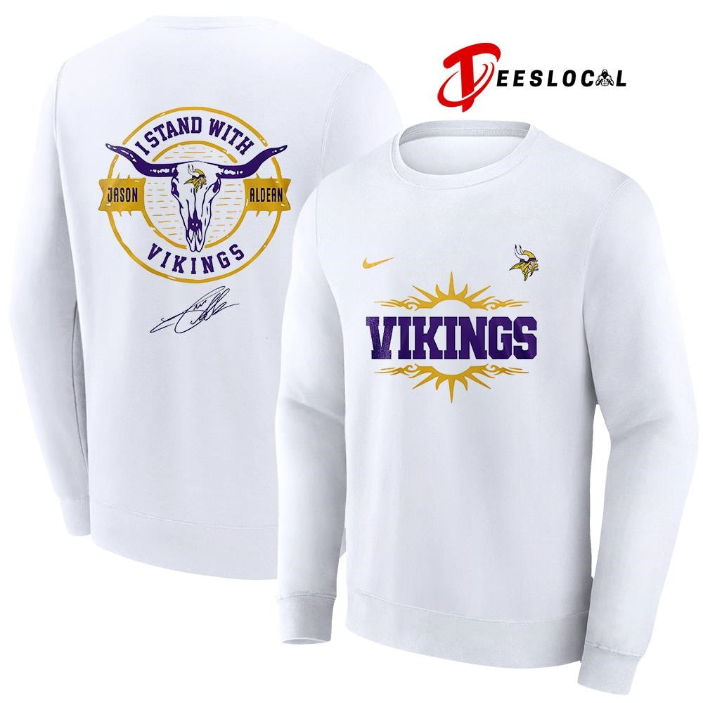 Minnesota Vikings x Jason Aldean I stand signature logo shirt