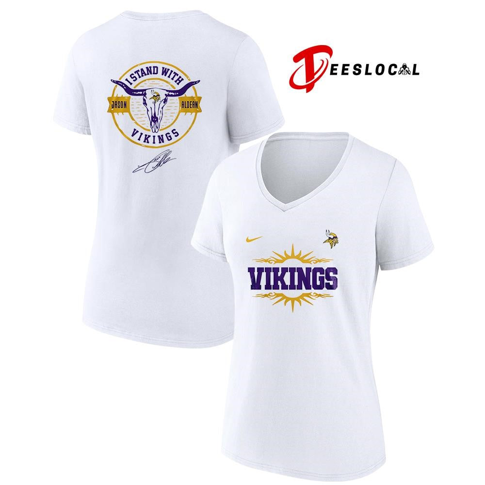 Minnesota Vikings x Jason Aldean I stand signature logo shirt