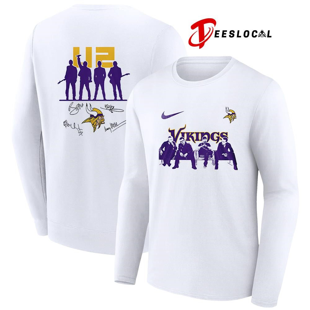 Minnesota Vikings x U2 band signature silhouette shirt