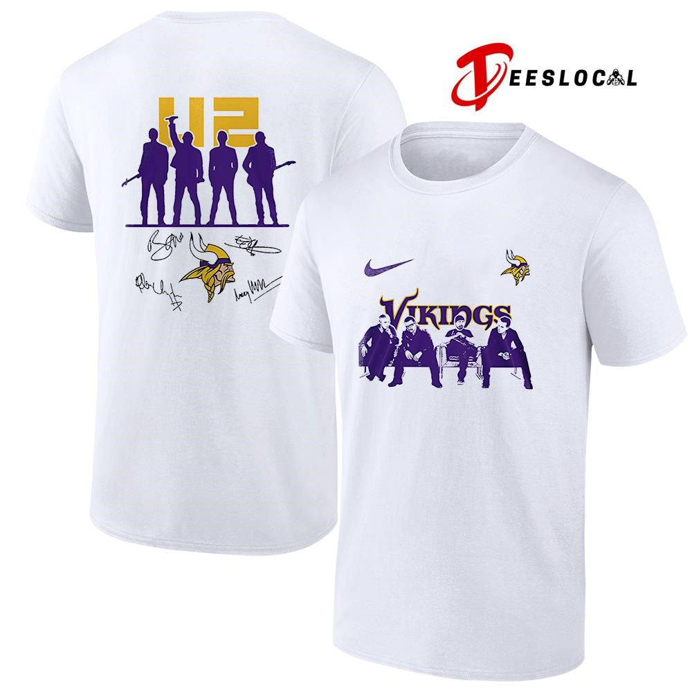 Minnesota Vikings x U2 band signature silhouette shirt