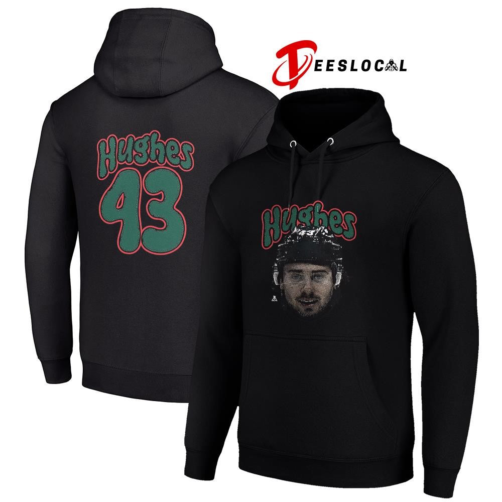 Minnesota Wild Quinn Hughes portrait name and number shirt