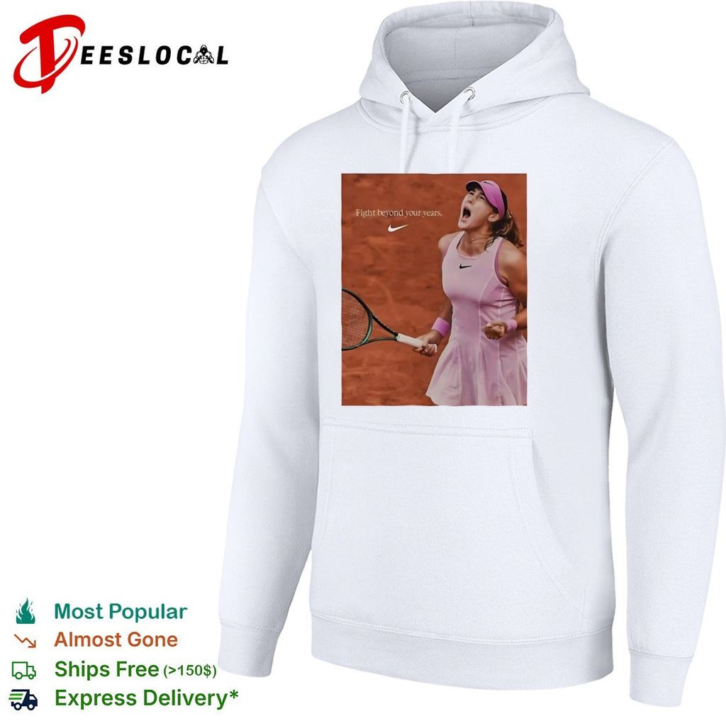 Mirra Andreeva Fight beyond your years tennis player red clay match shirt