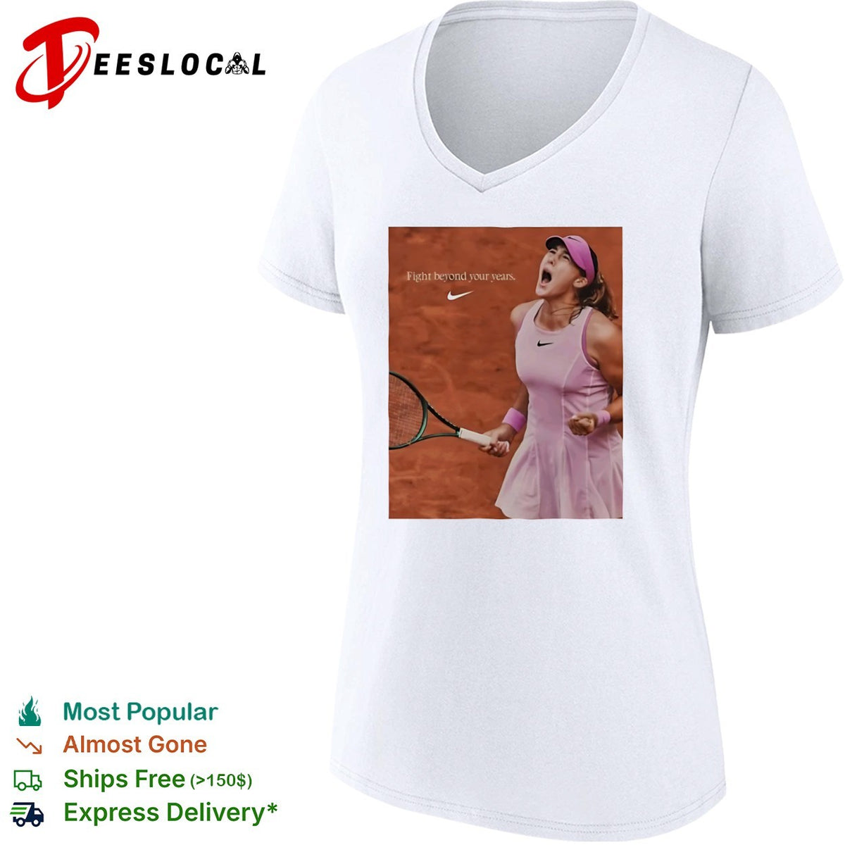 Mirra Andreeva Fight beyond your years tennis player red clay match shirt