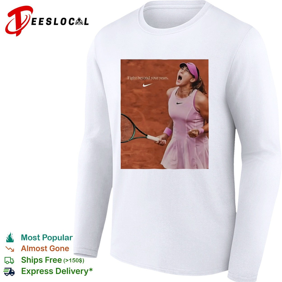 Mirra Andreeva Fight beyond your years tennis player red clay match shirt