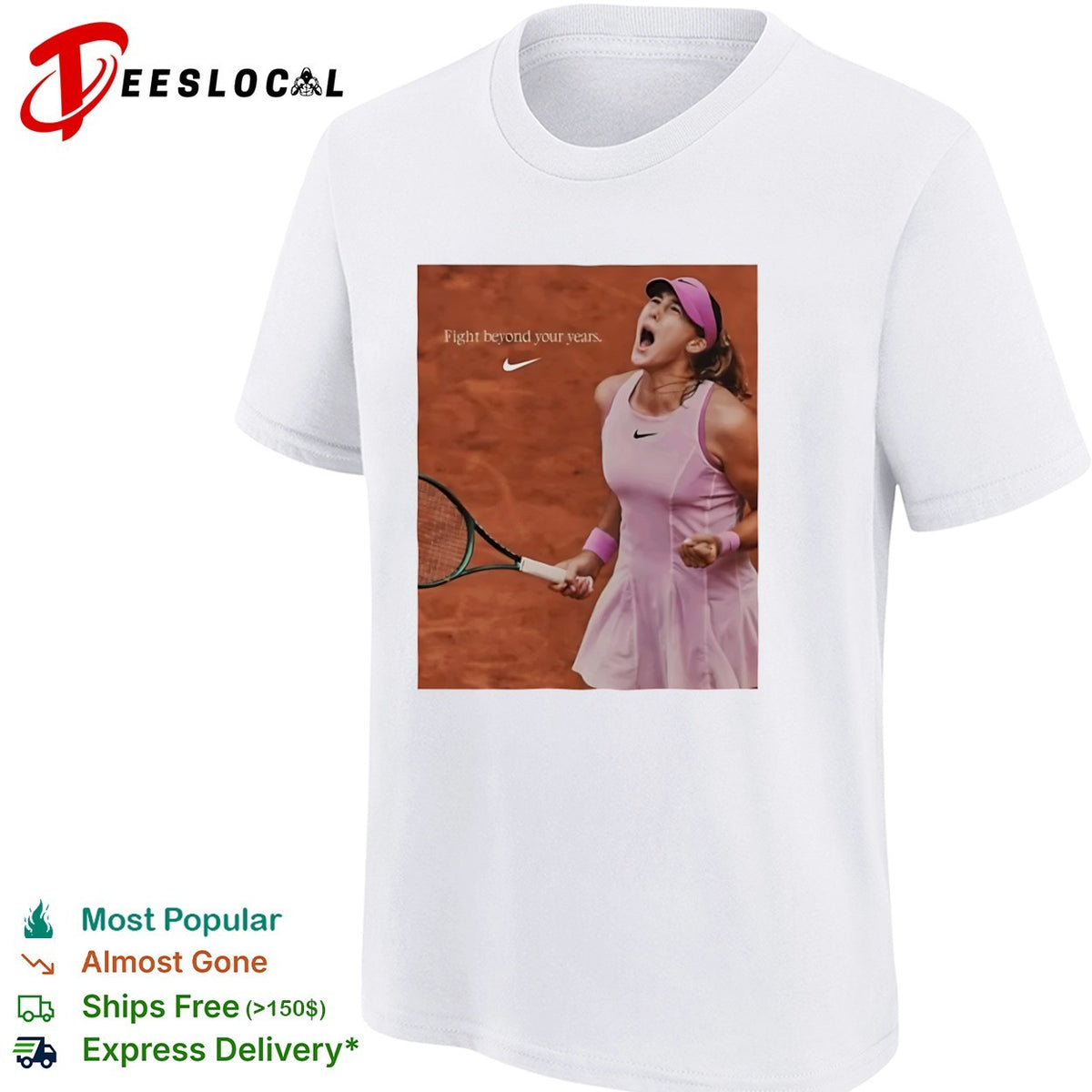 Mirra Andreeva Fight beyond your years tennis player red clay match shirt