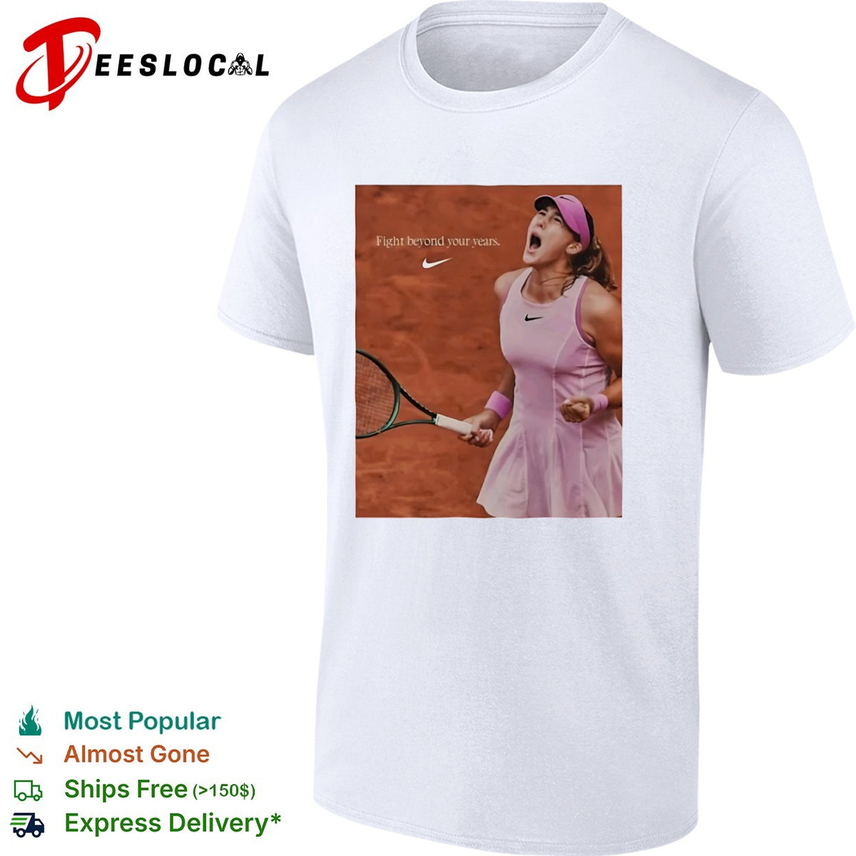 Mirra Andreeva Fight beyond your years tennis player red clay match shirt