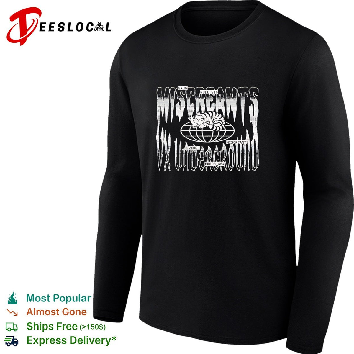 Miscreants Vx Underground Null Sig Error 404 Cat Globe Internet Cyber Security shirt
