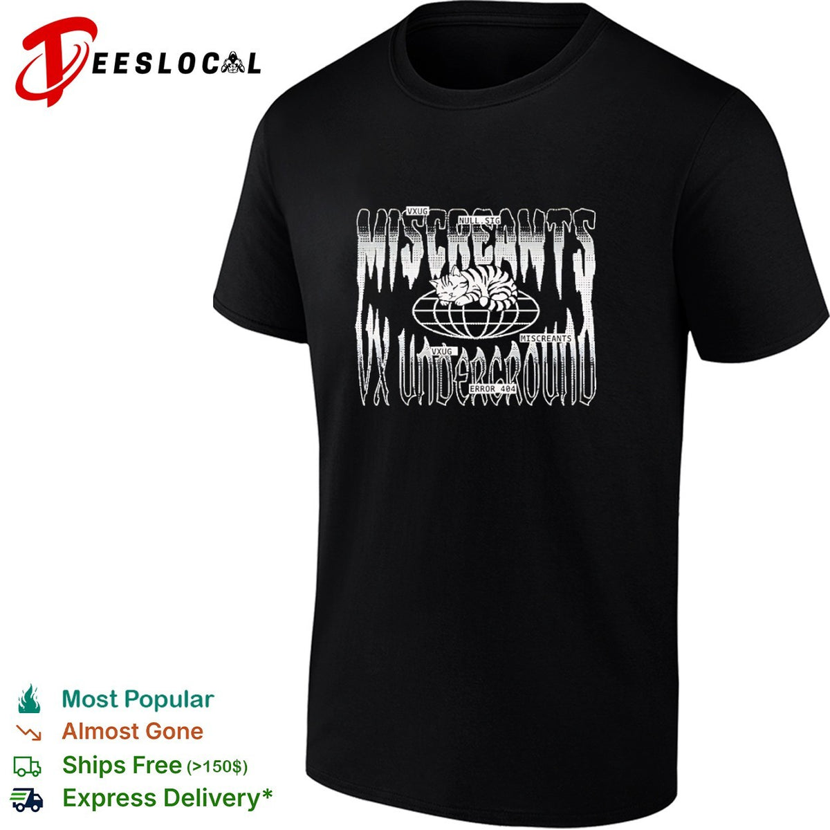 Miscreants Vx Underground Null Sig Error 404 Cat Globe Internet Cyber Security shirt