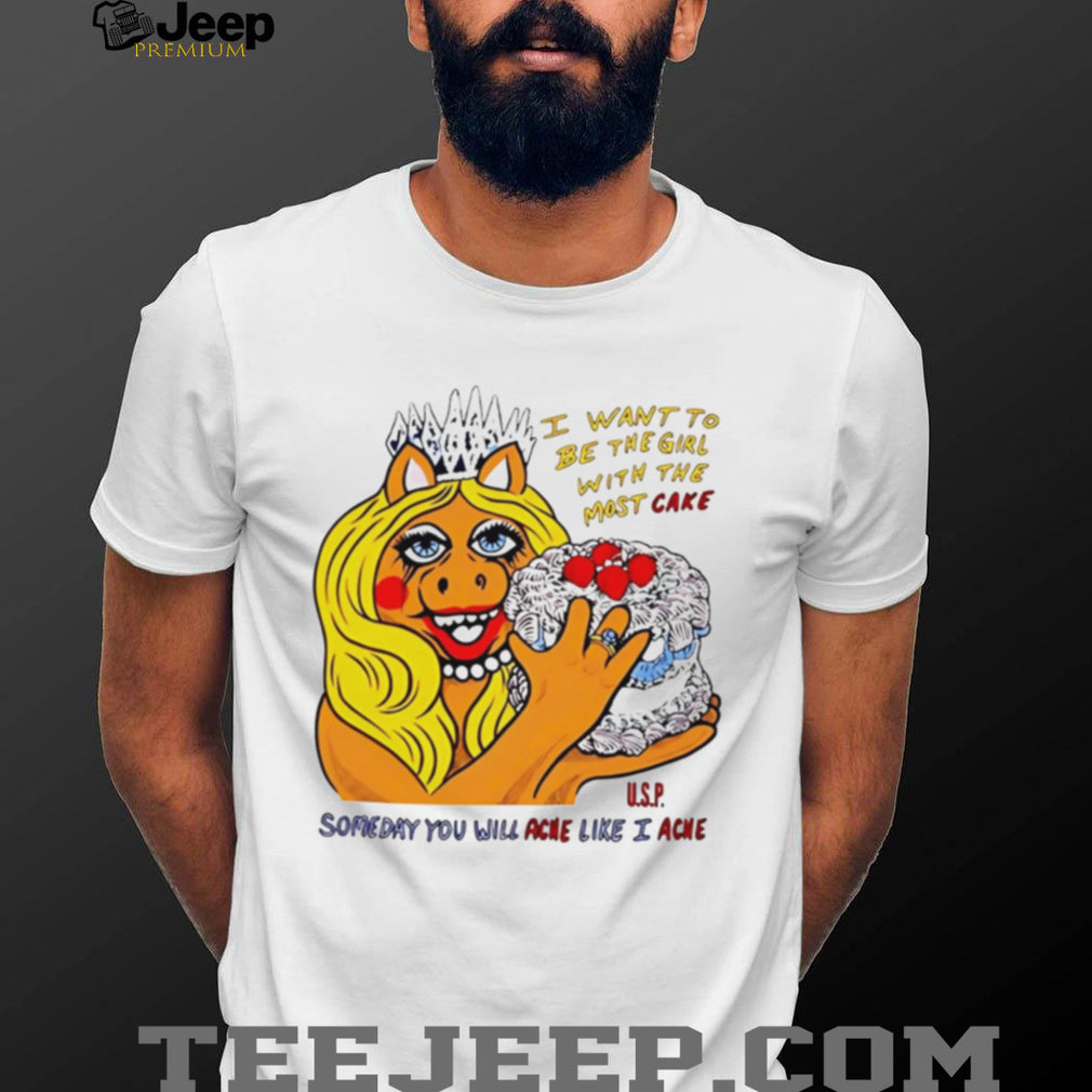 Miss Piggy The Girl With The Most Cake Funny Pop Culture Graphic T Shirt