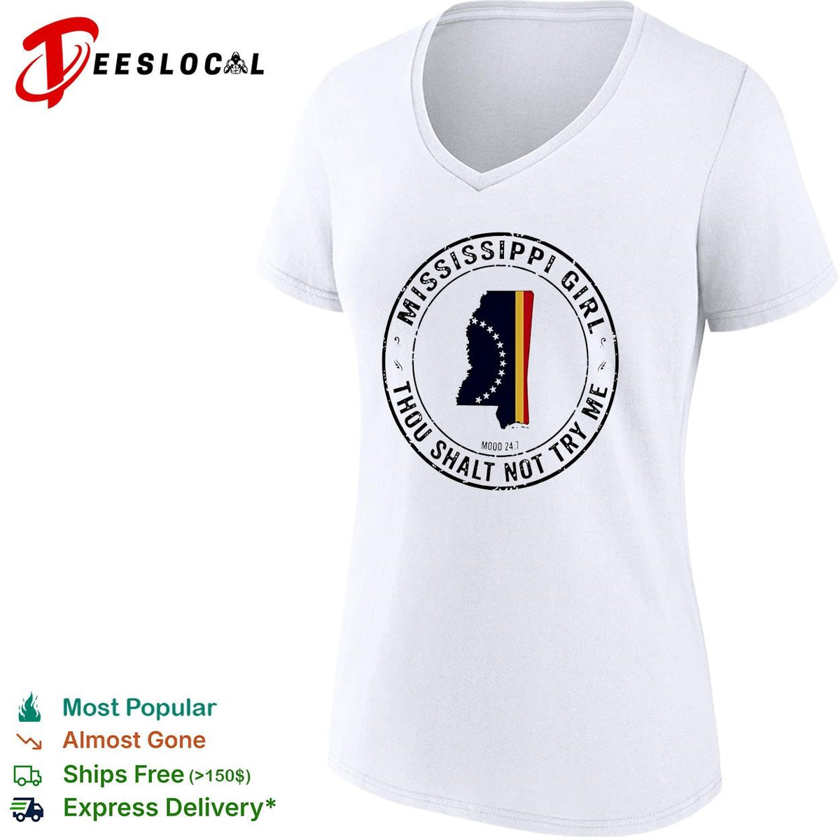 Mississippi Girl thou shalt not try me state outline circle stamp shirt