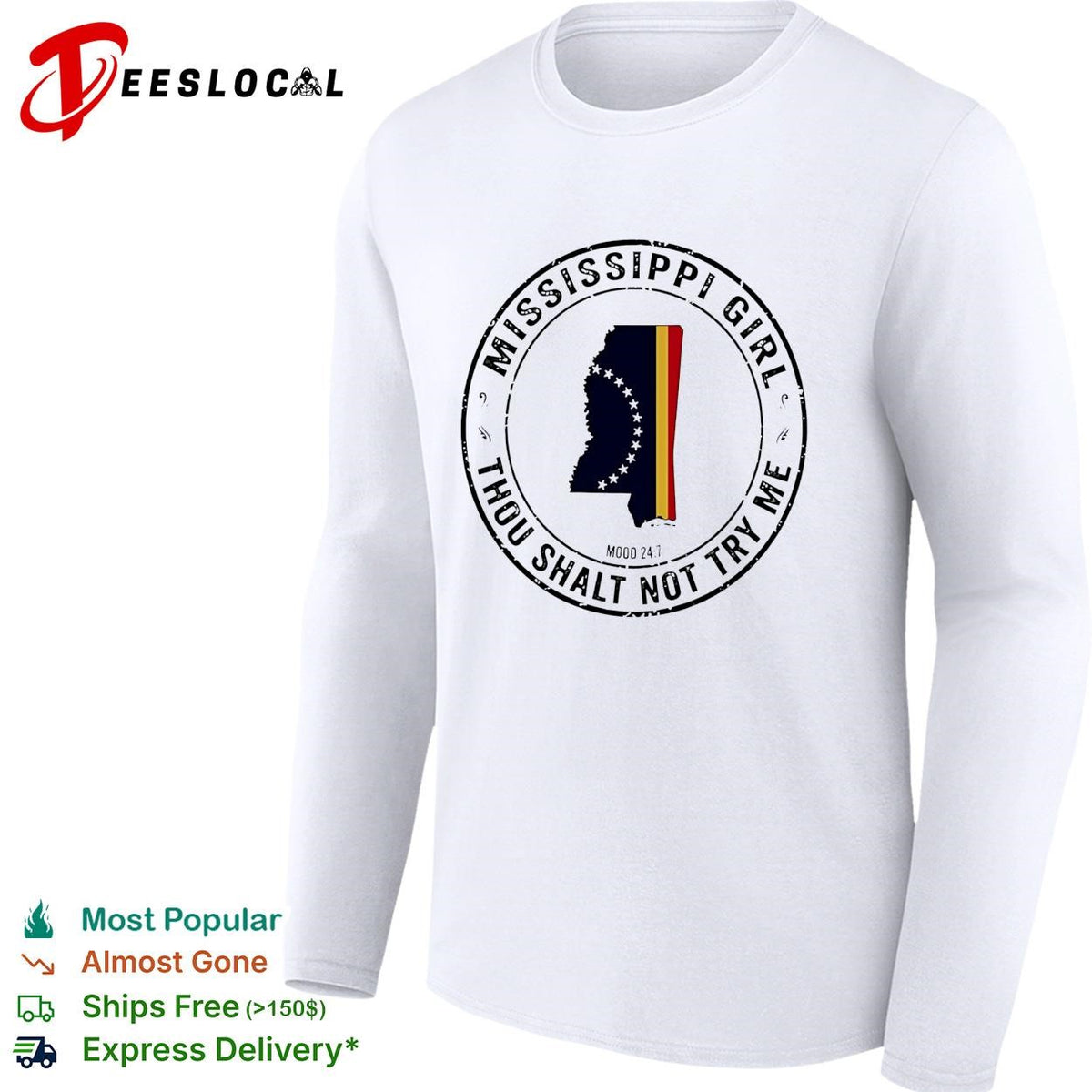 Mississippi Girl thou shalt not try me state outline circle stamp shirt