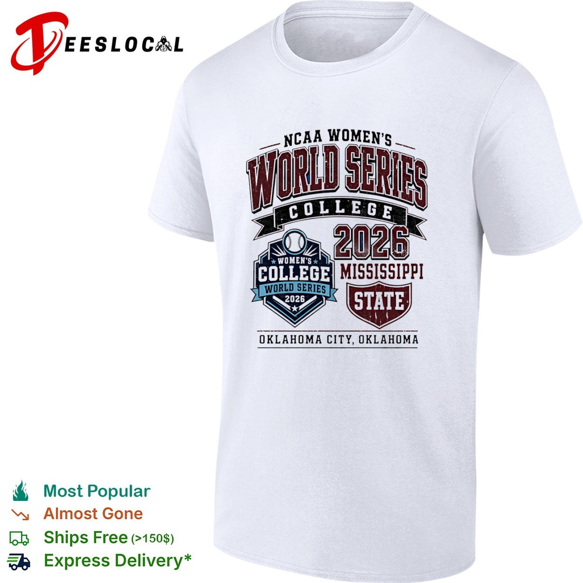 Mississippi State NCAA World Series 2026 Oklahoma City College softball fan shirt