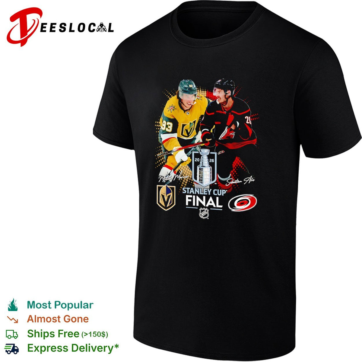 Mitch Marner Vegas Golden Knights vs Sebastian Aho Carolina Hurricanes 2026 shirt