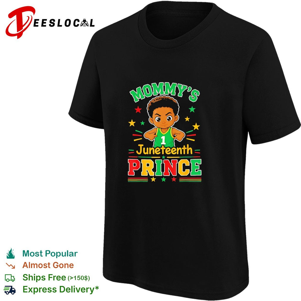 Mommy’s Juneteenth prince little boy basketball celebration shirt