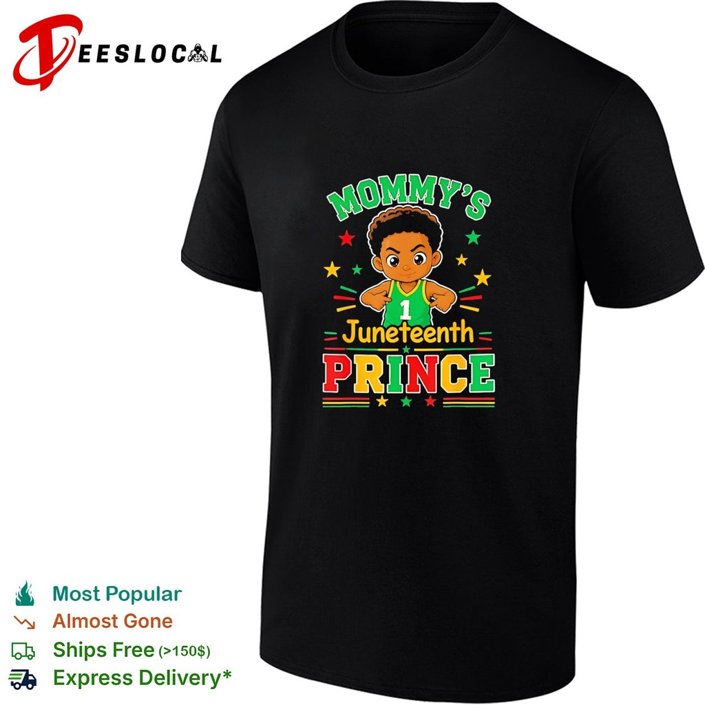 Mommy’s Juneteenth prince little boy basketball celebration shirt