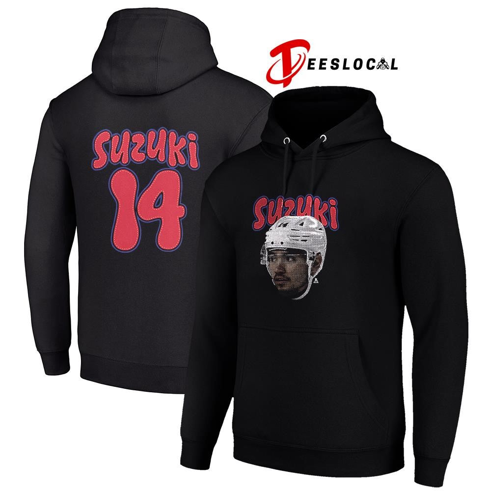 Montreal Canadiens Nick Suzukia portrait name and number shirt