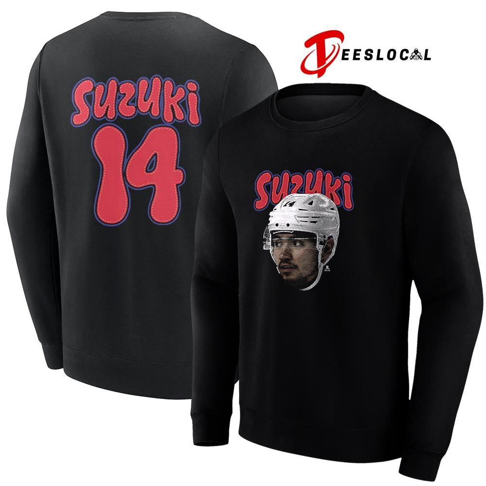 Montreal Canadiens Nick Suzukia portrait name and number shirt