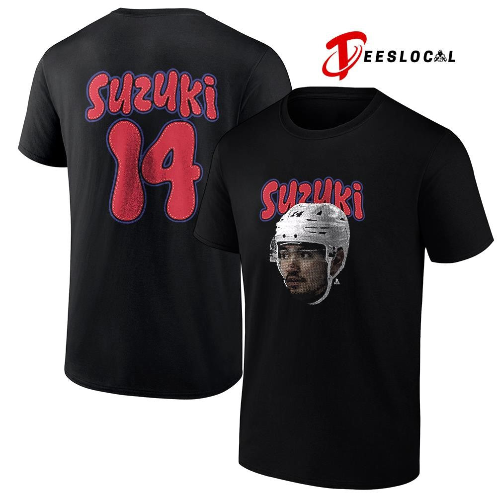 Montreal Canadiens Nick Suzukia portrait name and number shirt