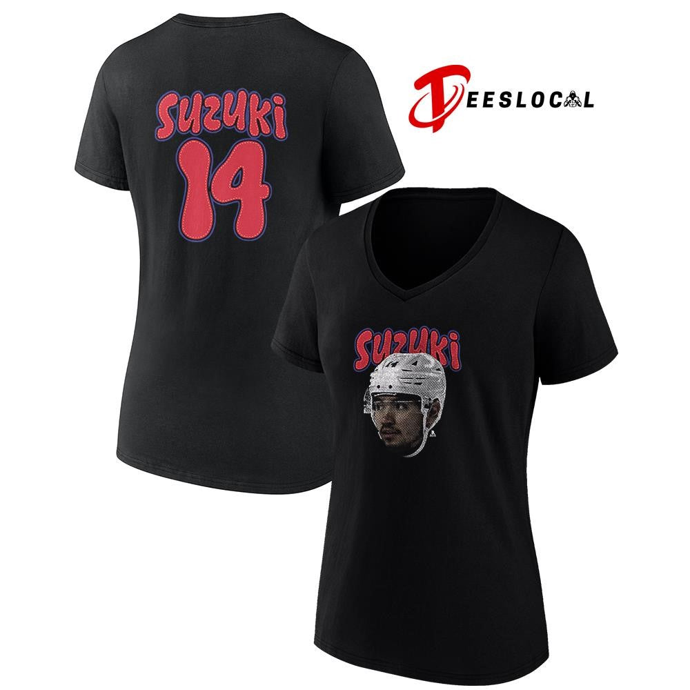 Montreal Canadiens Nick Suzukia portrait name and number shirt