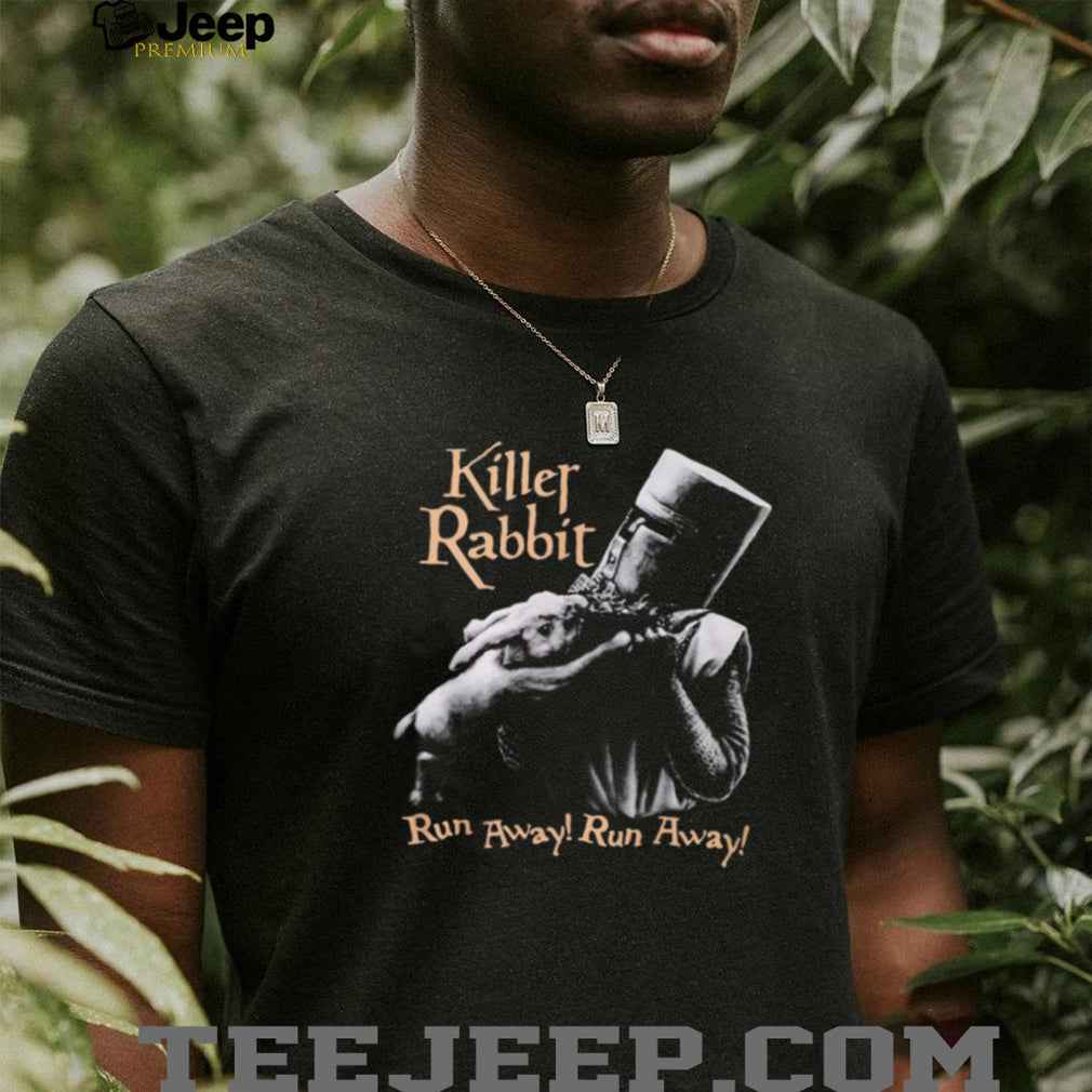 Monty Python Killer Rabbit “Run Away!” Black and White Knight T Shirt