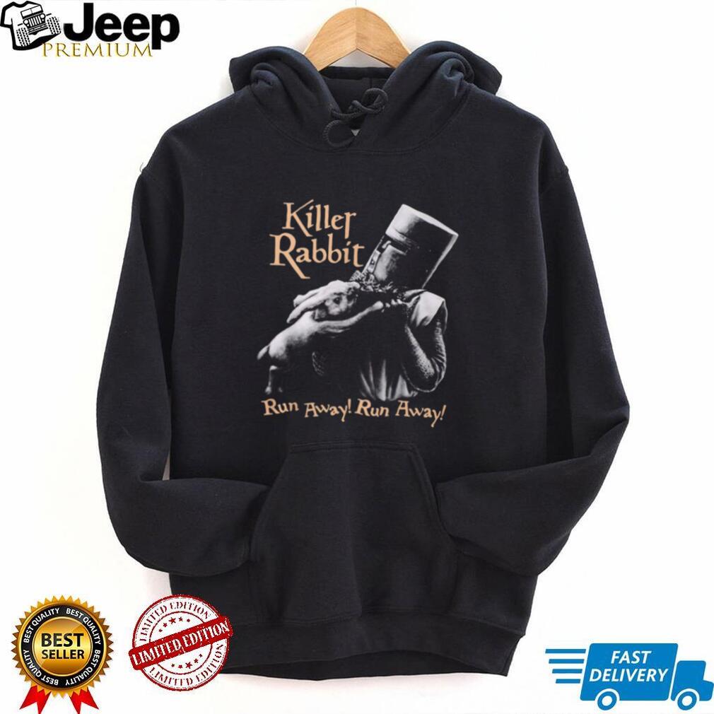 Monty Python Killer Rabbit “Run Away!” Black and White Knight T Shirt