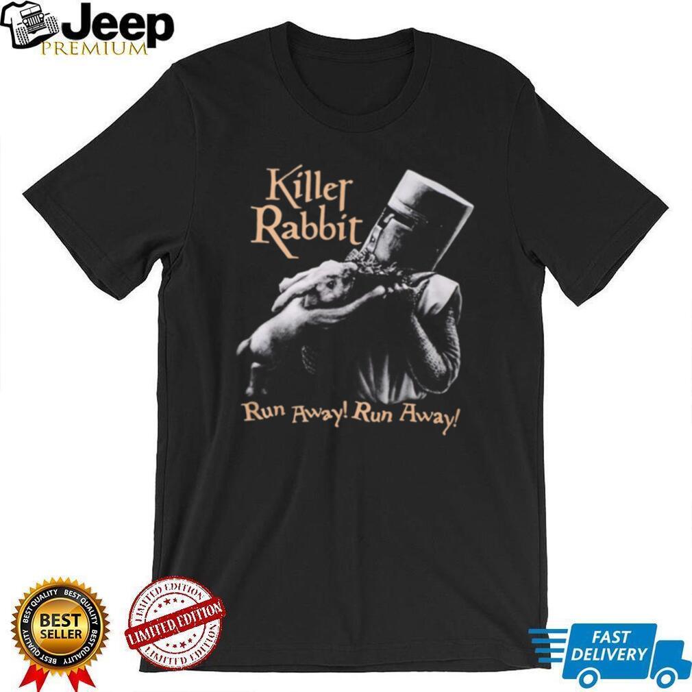 Monty Python Killer Rabbit “Run Away!” Black and White Knight T Shirt