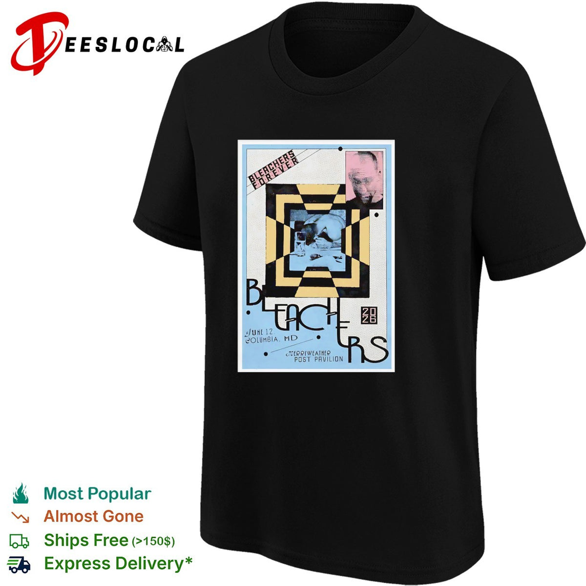 Moody portrait Columbia MD Merriweather Post Pavilion June 2026 concert framed poster art shirt