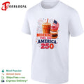 Morning fuel for America 250 iced coffee and donuts patriotic fireworks shirt
