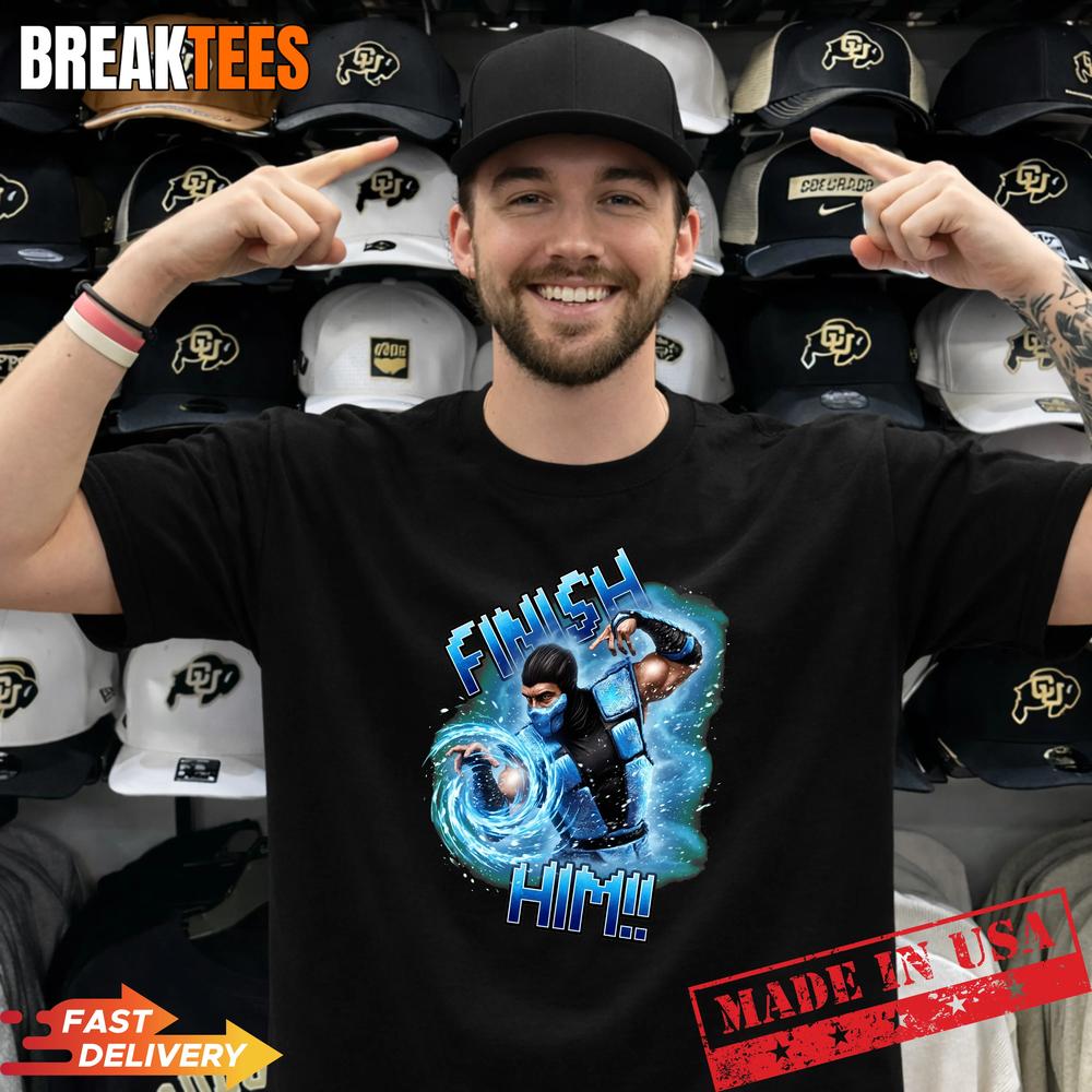 Mortal Kombat Sub Zero Finish Him Pixel Art T-Shirt