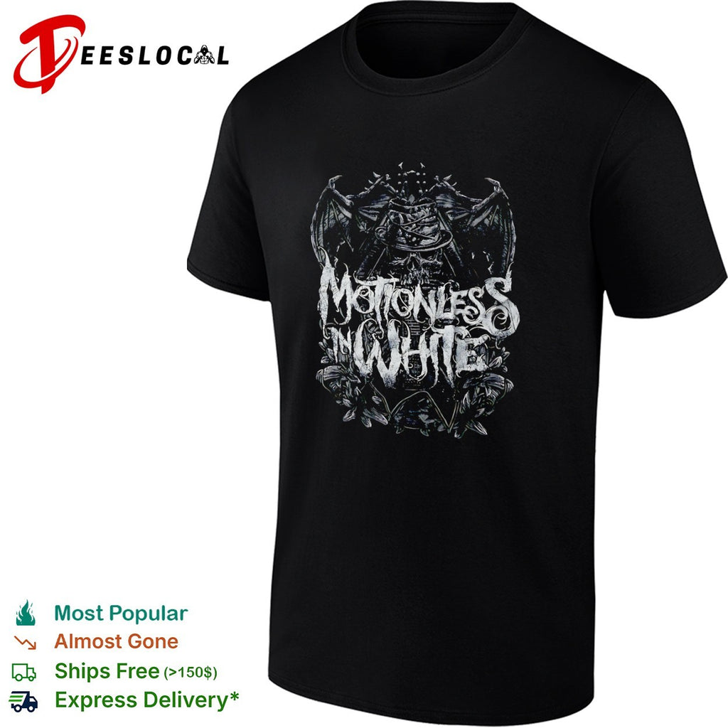 Motionless in White Band Skull Wing Hat Logo shirt