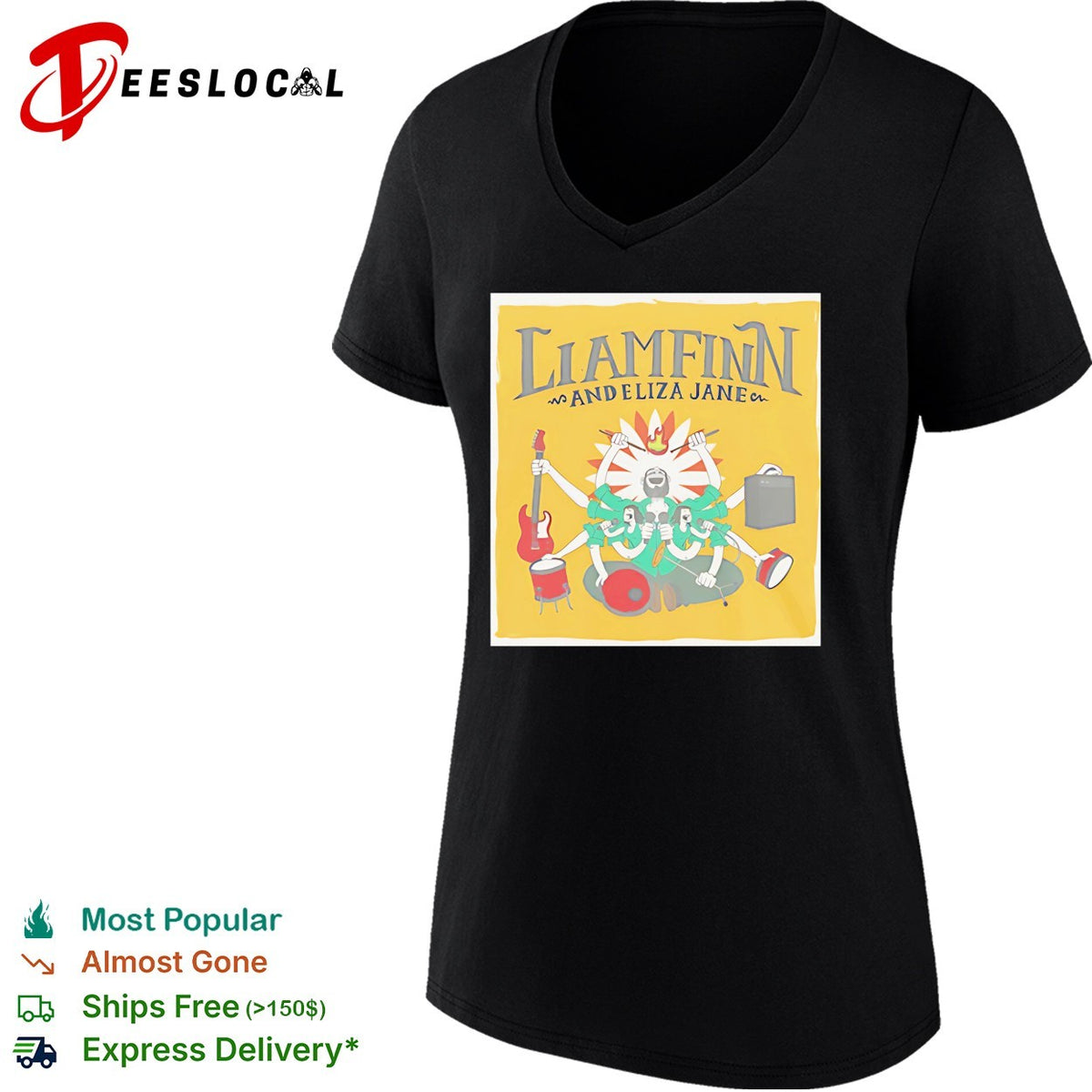 Multi-armed musician mandala concert duo colorful art shirt