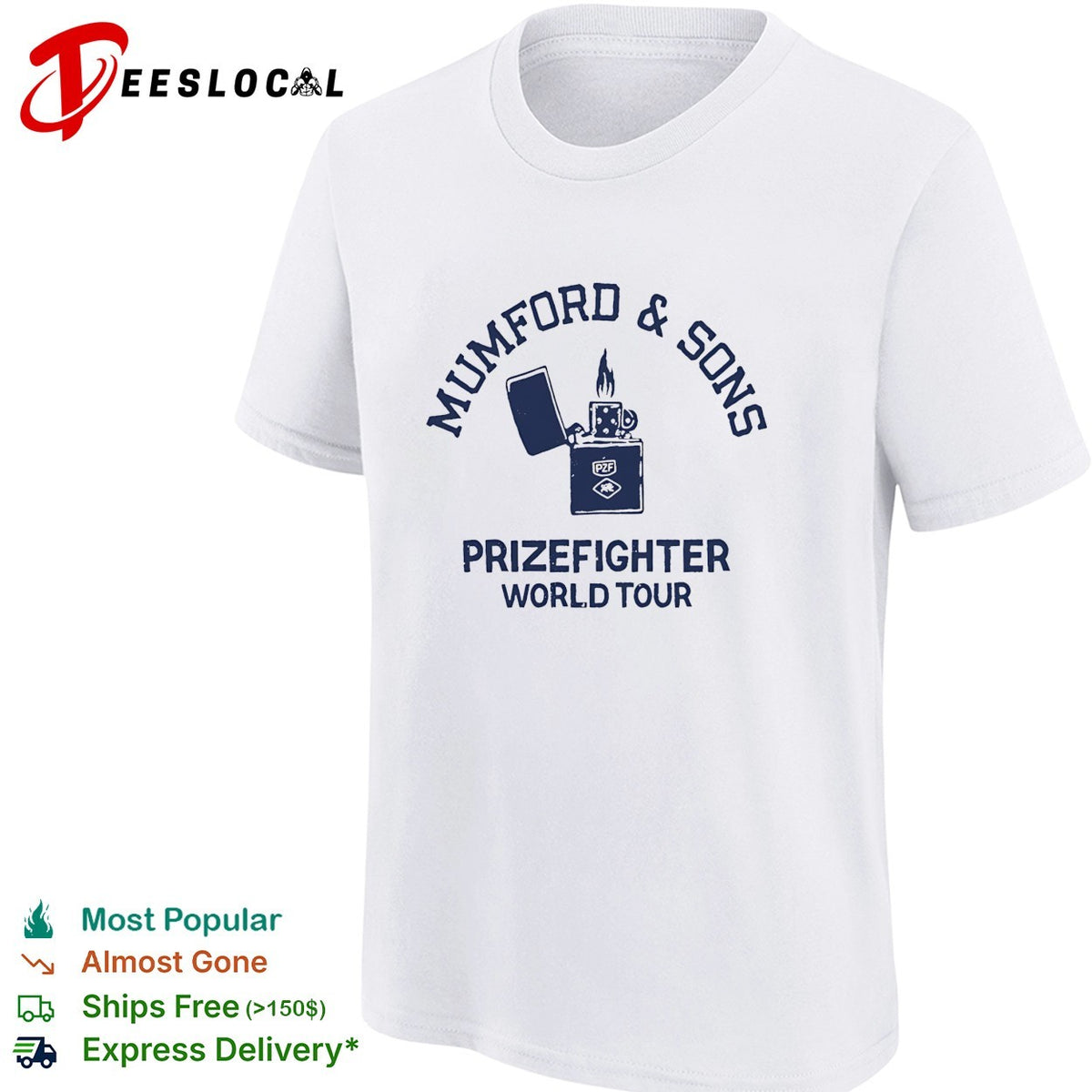 Mumford and Sons Prizefighter World Tour Zippo Lighter Logo Band Concert shirt