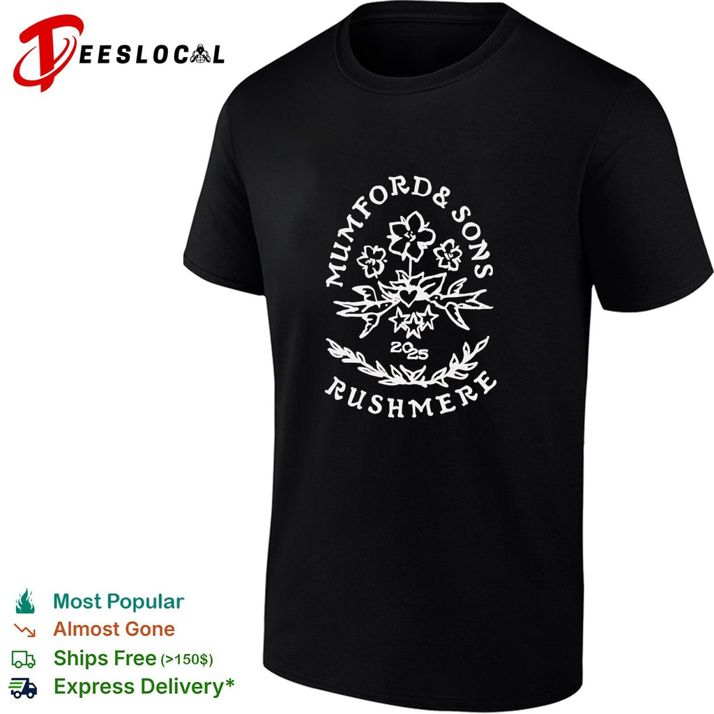 Mumford and Sons Rushmere 2025 floral wreath logo shirt