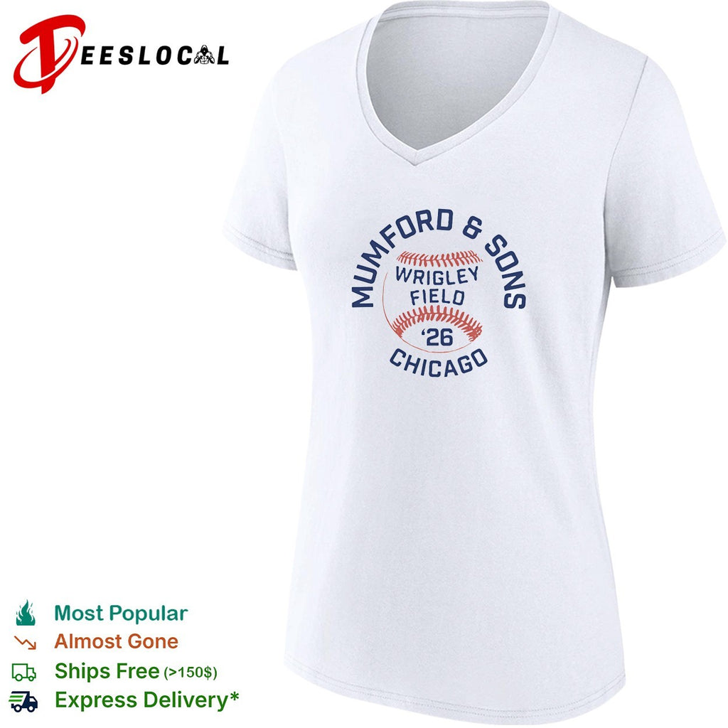 Mumford and Sons Wrigley Field Chicago 2026 baseball concert shirt
