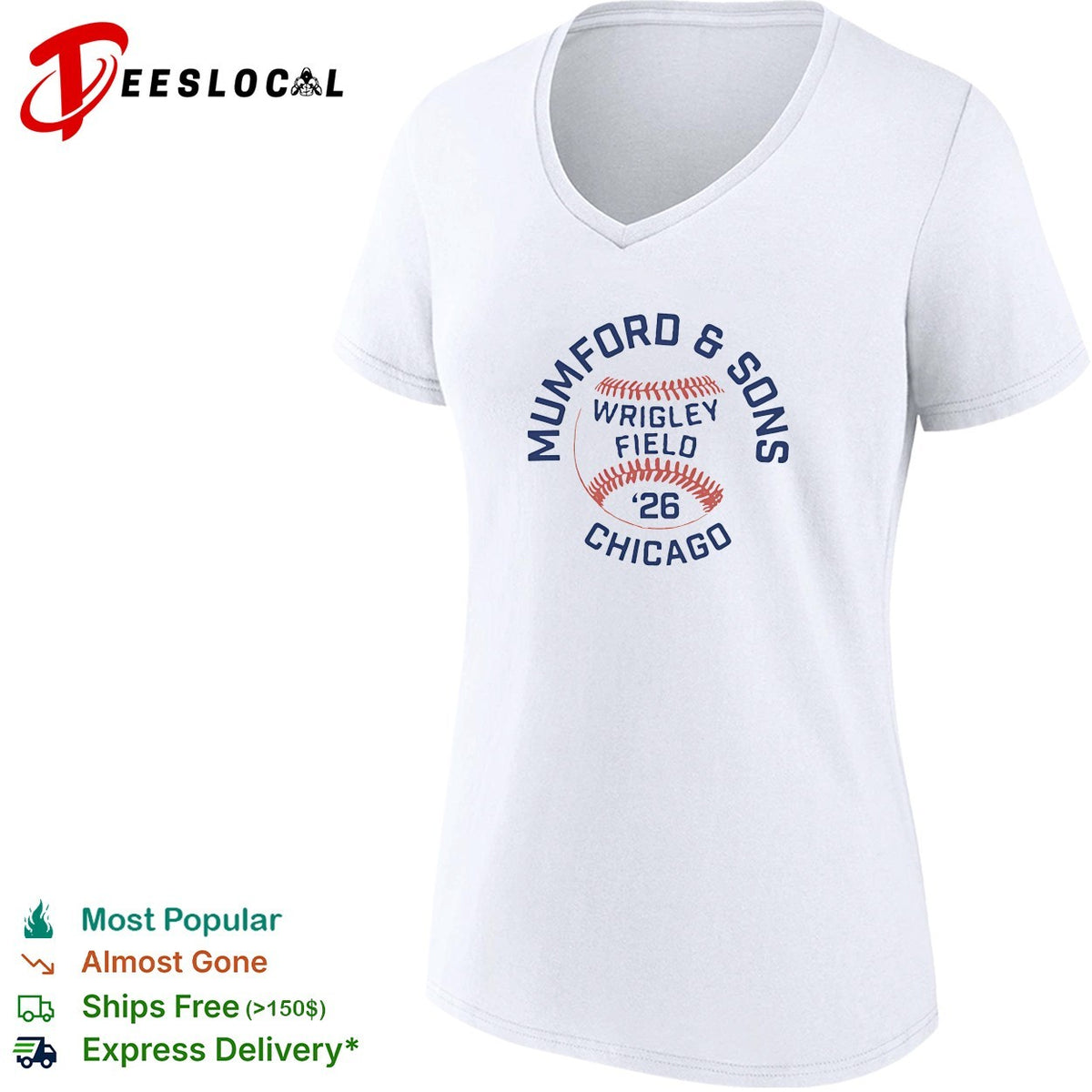Mumford and Sons Wrigley Field Chicago 2026 baseball concert shirt