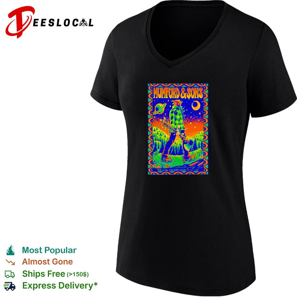 Mumford and Sons lumberjack under moon and stars concert flyer poster shirt