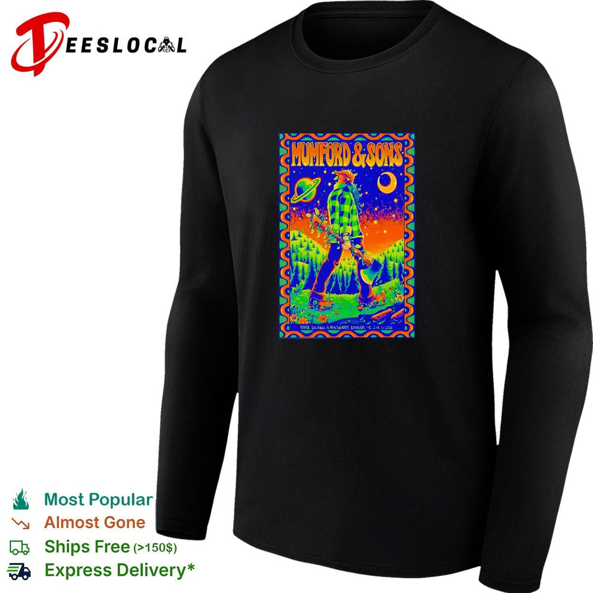 Mumford and Sons lumberjack under moon and stars concert flyer poster shirt