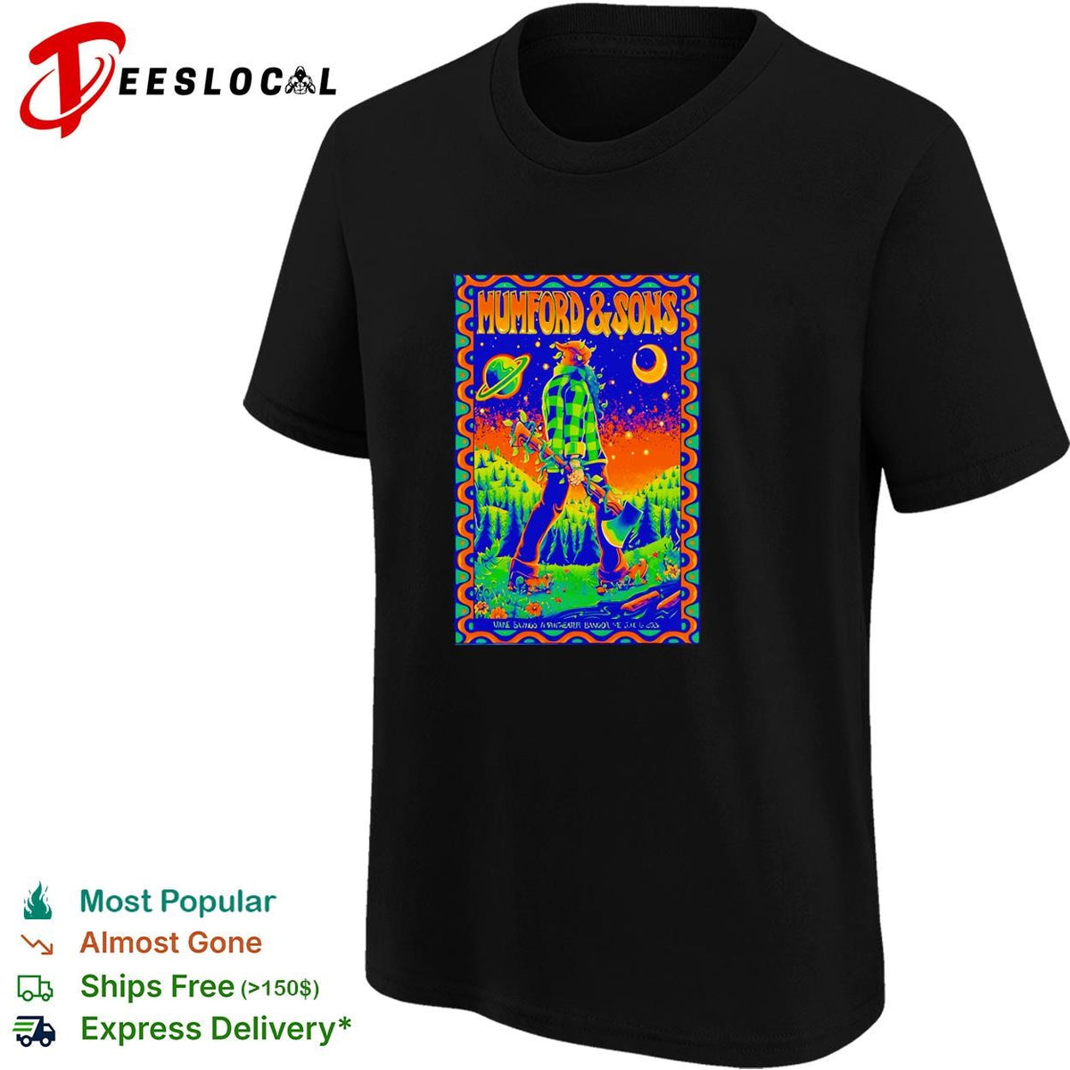 Mumford and Sons lumberjack under moon and stars concert flyer poster shirt
