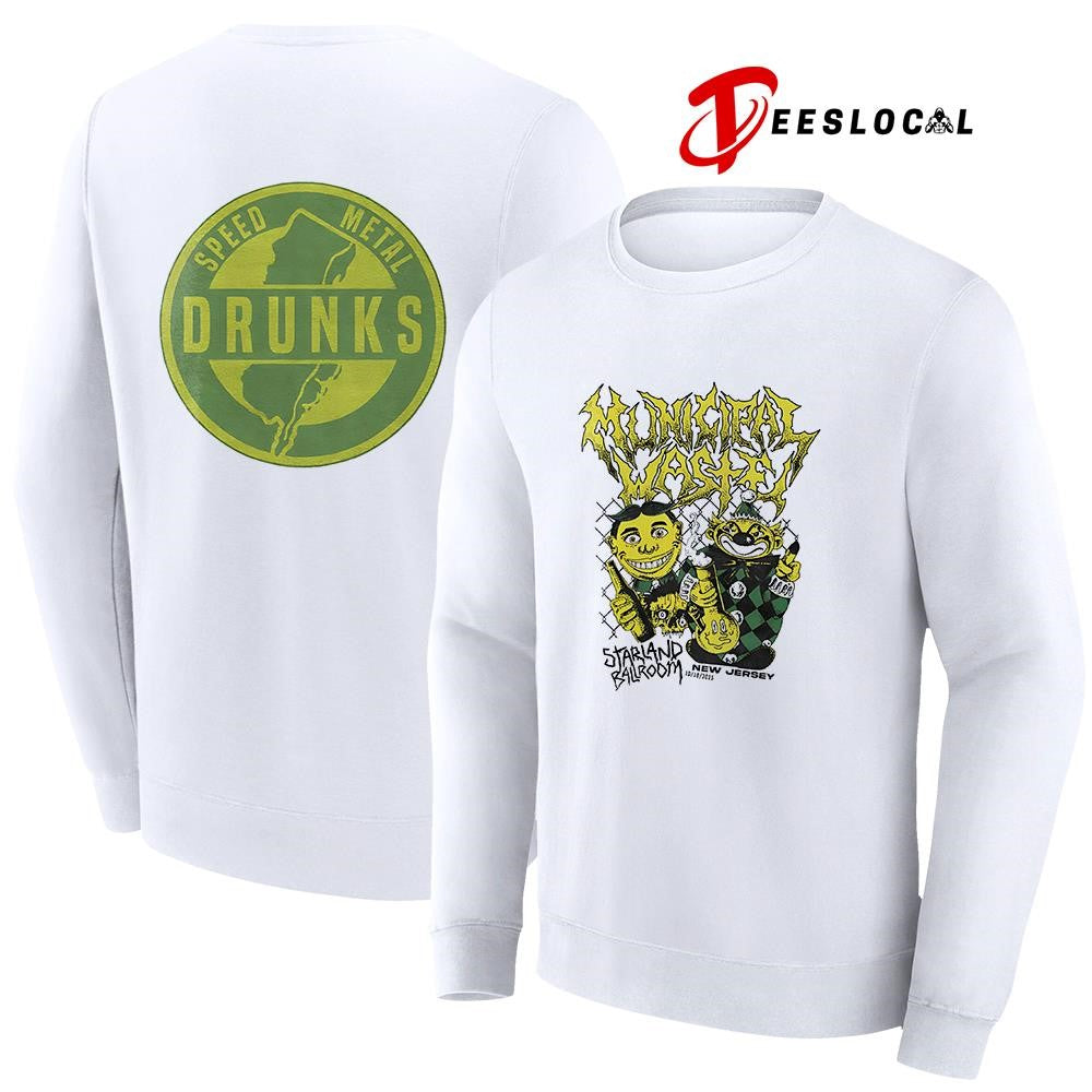Municipal Waste tour Starland Ballroom speed metal drunk caricature graphic shirt