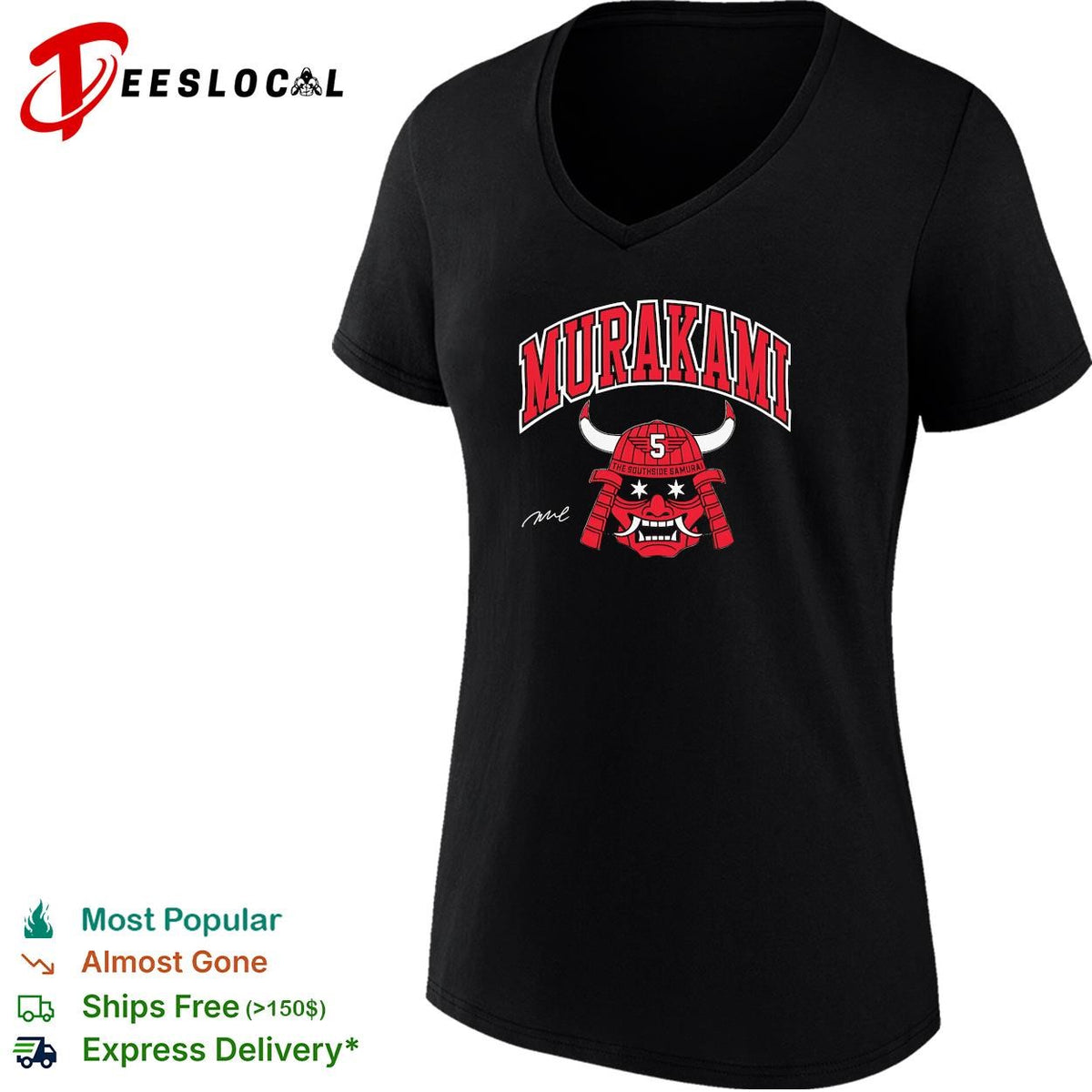 Murakami the Southside Samurai number 5 horned mask signature graphic shirt
