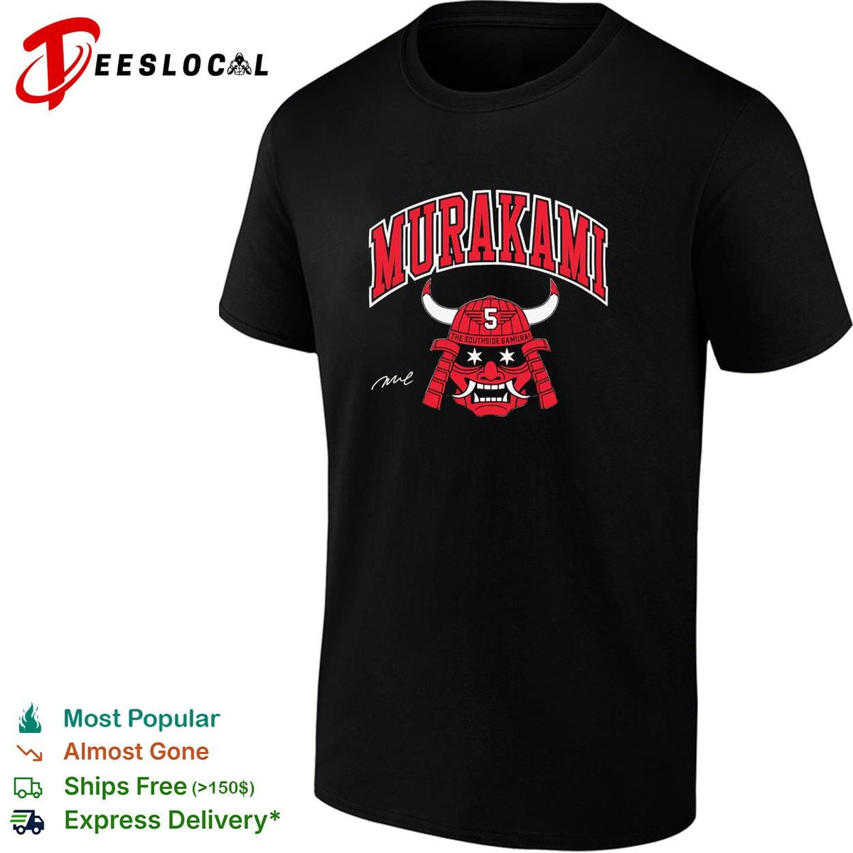 Murakami the Southside Samurai number 5 horned mask signature graphic shirt