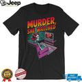 Murder She Watched Retro Skeleton Watching TV True Crime Shirt