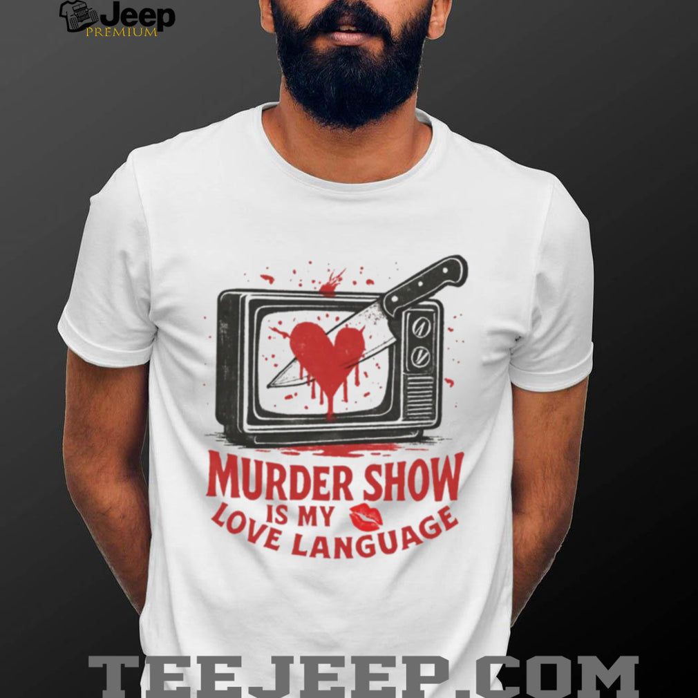 Murder Show Love Language Vintage TV and Knife Graphic Tee