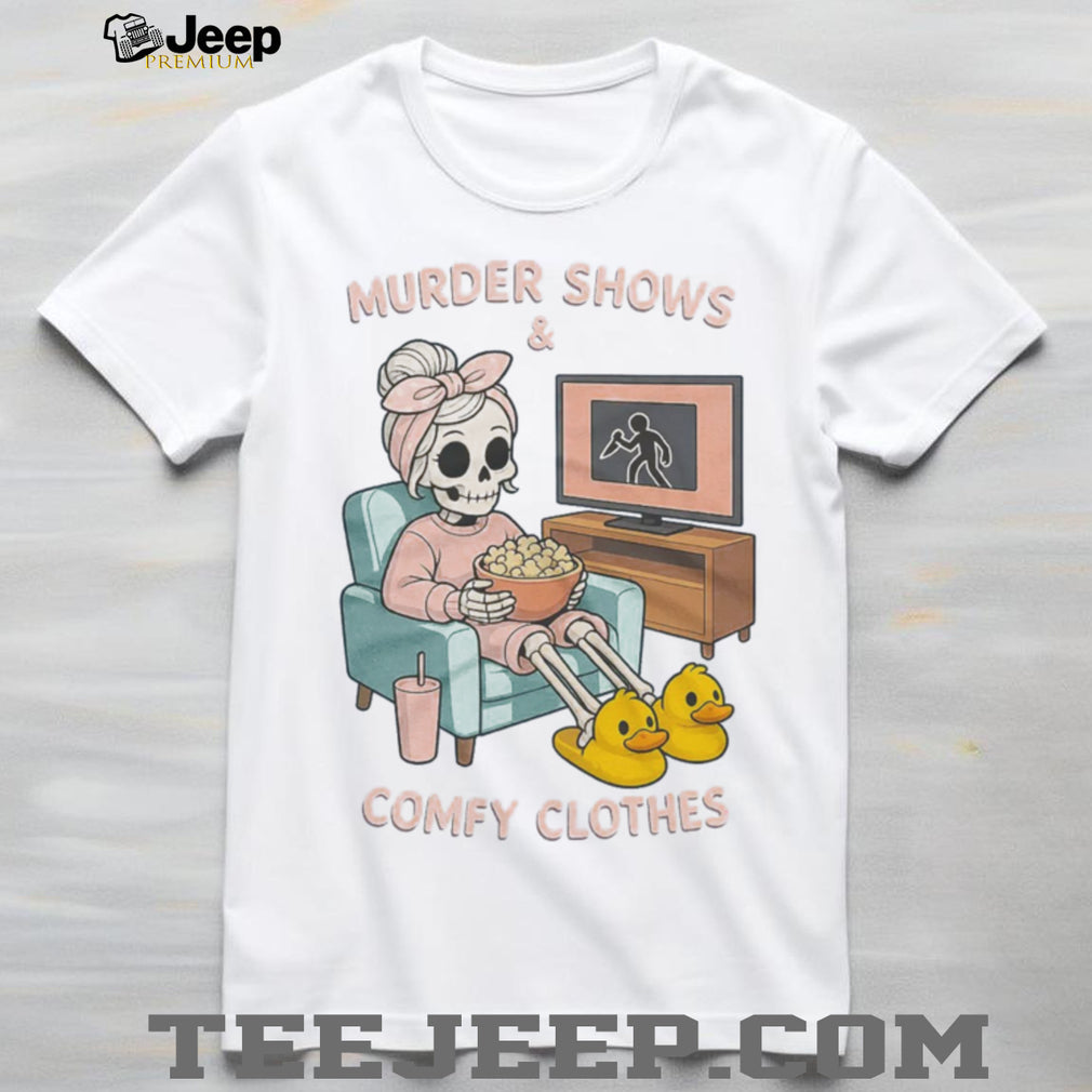Murder Shows and Comfy Clothes Pastel Skeleton Duck Slippers Shirt