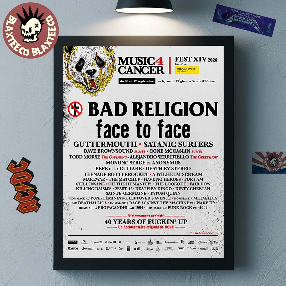 Music 4 Cancer 2026 Festival Full Lineup In Sainte-Thérèse Quebec Canada From 10 To 12 September 2026 Home Decor Poster Canvas