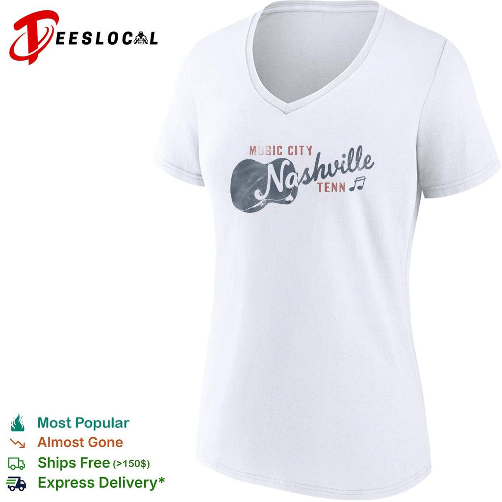 Music city guitar silhouette vintage badge shirt