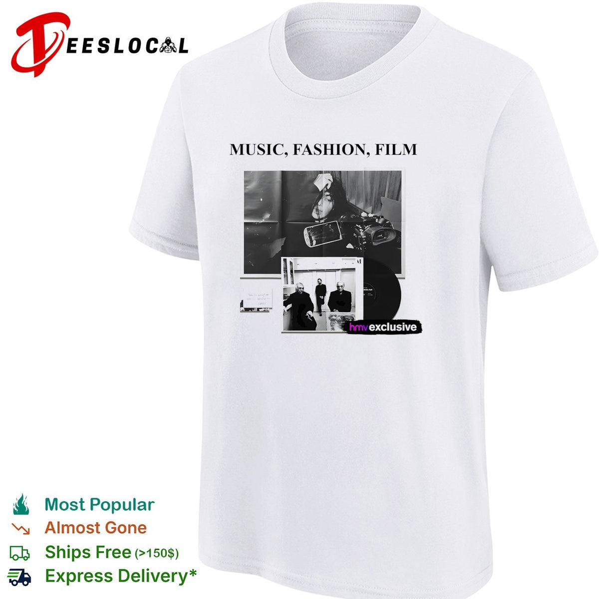 Music fashion film poster collage HMV exclusive vinyl shirt