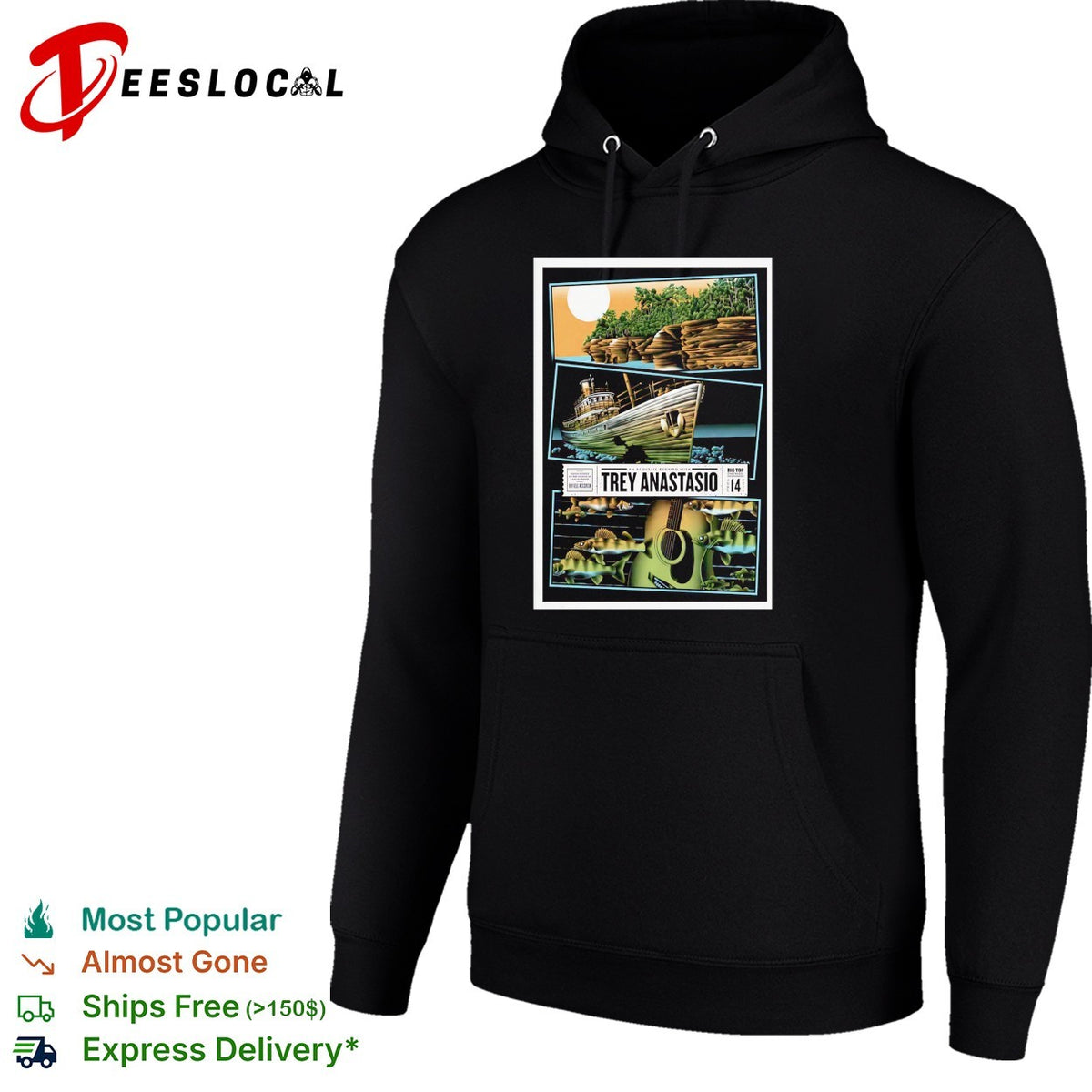 Musician boat moonlit water fishing dock concert framed poster art shirt