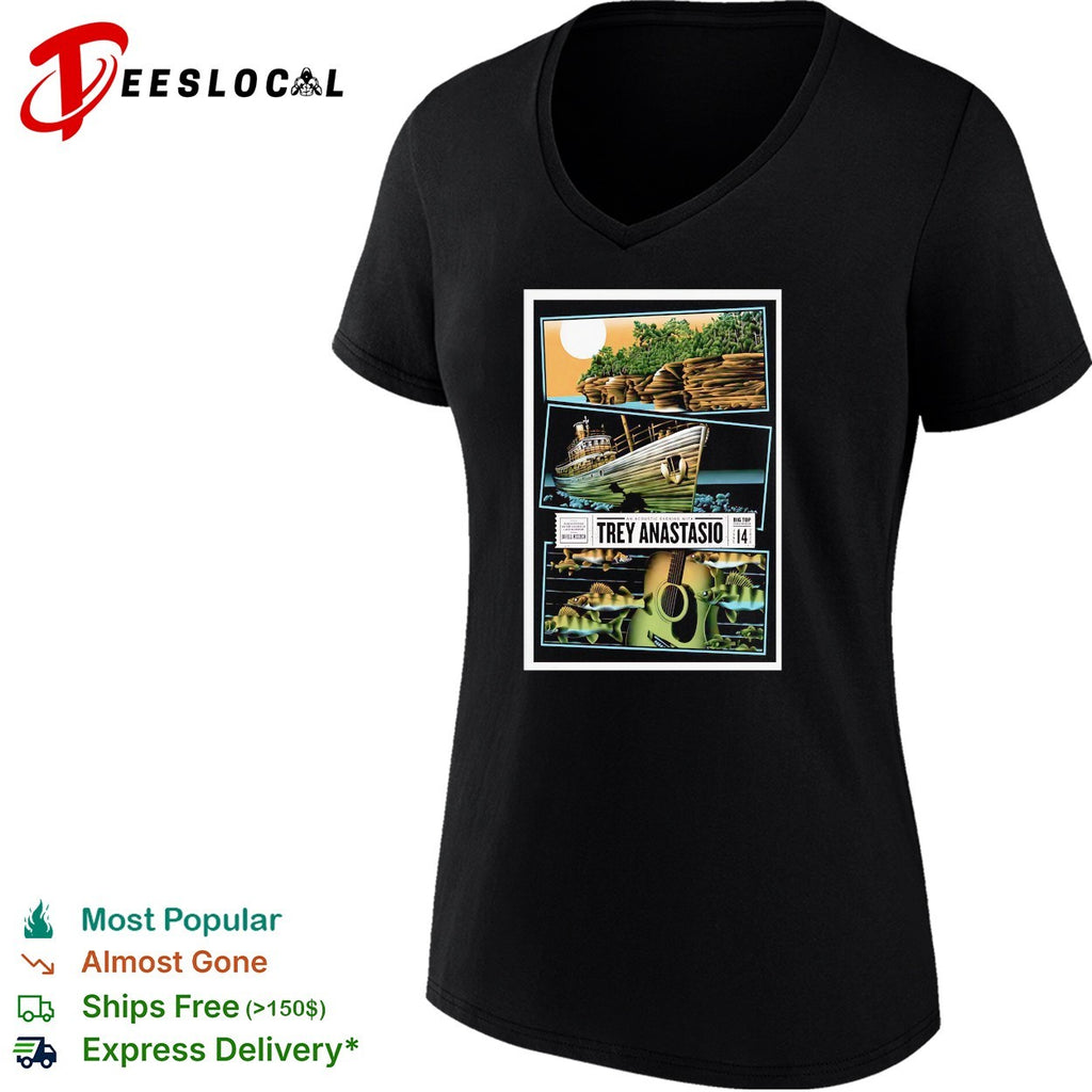 Musician boat moonlit water fishing dock concert framed poster art shirt